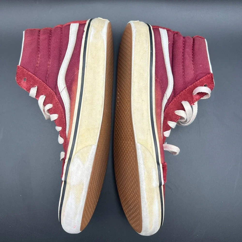 Vans Sk8-Hi Unisex M6.5/W8 Sneaker Red Suede High Top Lace Up Skateboard Shoes